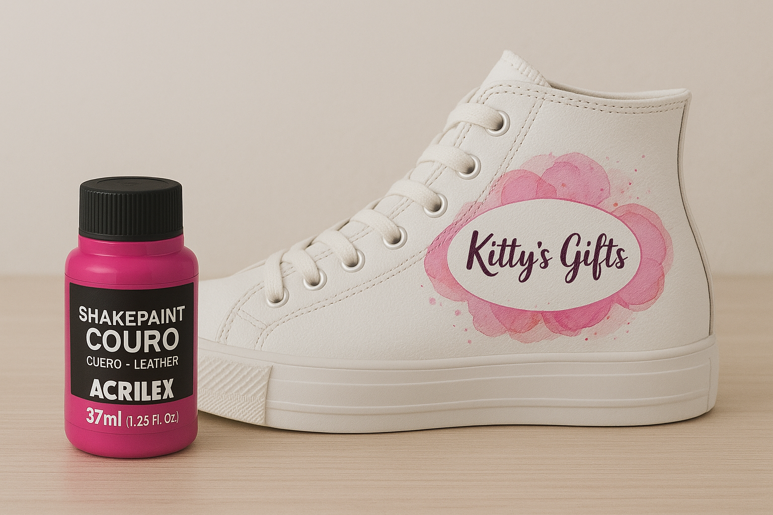 Sapatilha personalizada com Shake Paint Couro